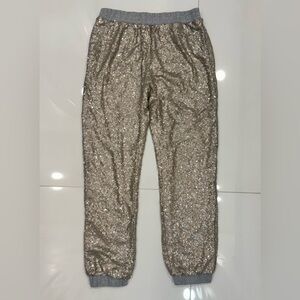 Lucy Paris Sequin Gold Jogger. Size Medium